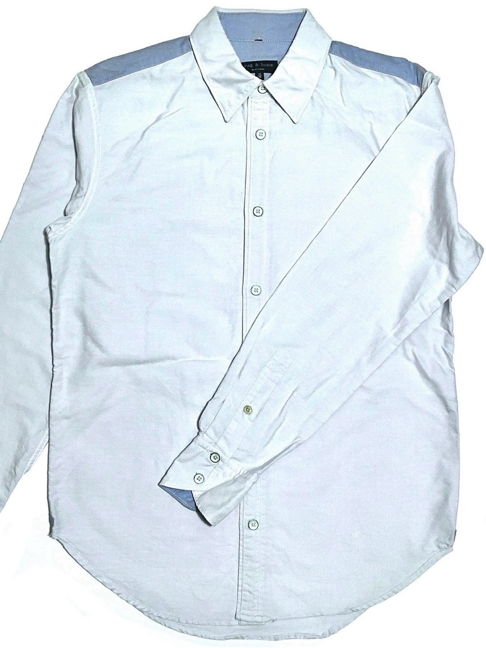 Rag & Bone Oxford Shirt Tomlin Slim Fit 2 Cotton Button Up Down Front Blue XS